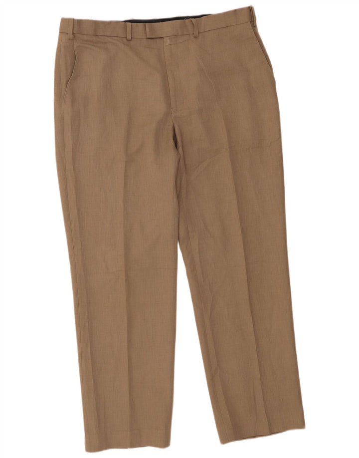 Marks & Spencer Pantalon de Costume Droit Homme W38 L31 Beige Polyester