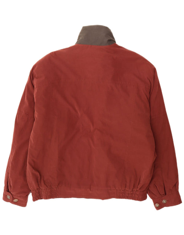 vintage Mens Bomber Jacket UK 46 3XL Bordeaux Colourblock Polyester