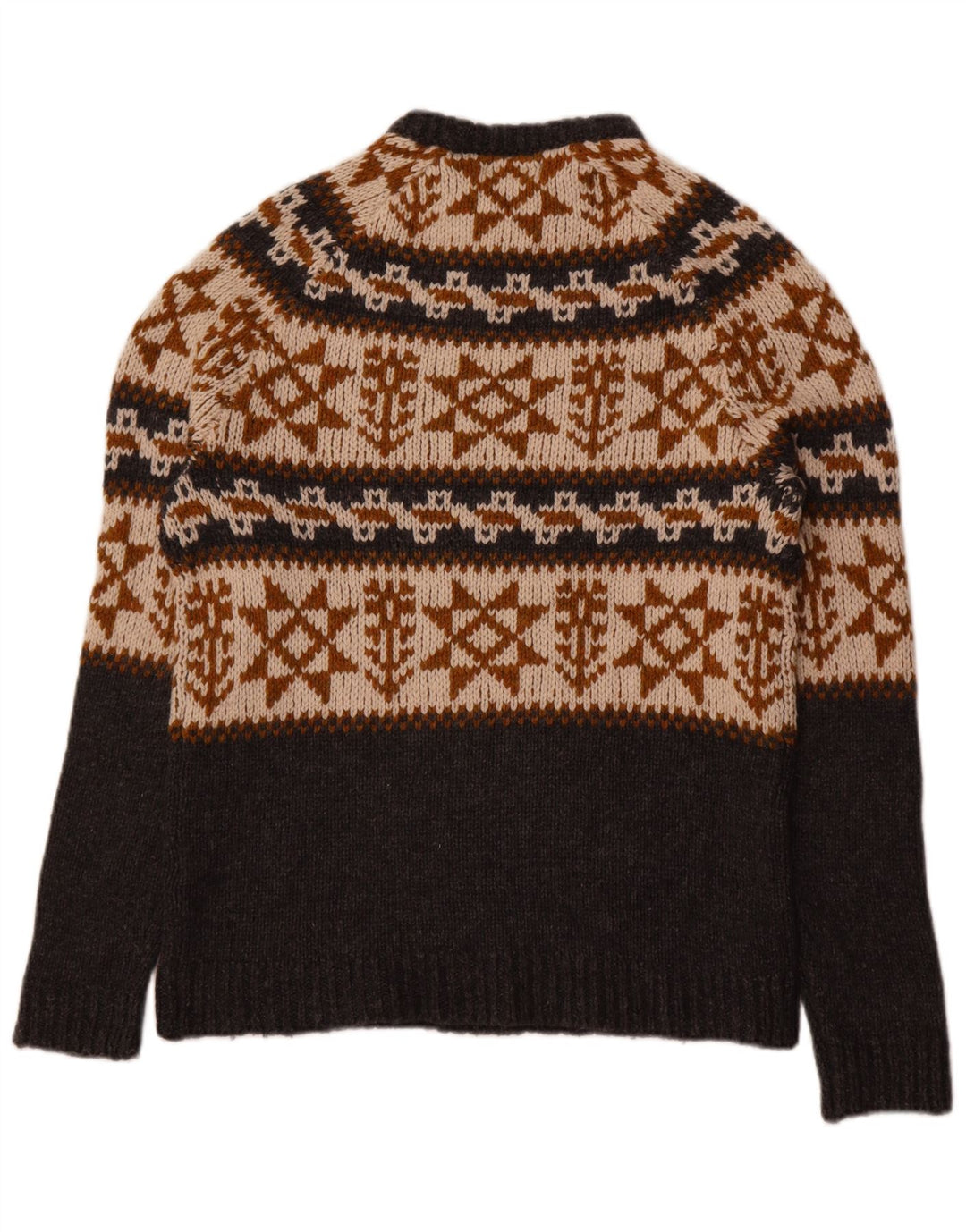 Zara Pull Col Rond Homme Gris Moyen Fair Isle Acrylique