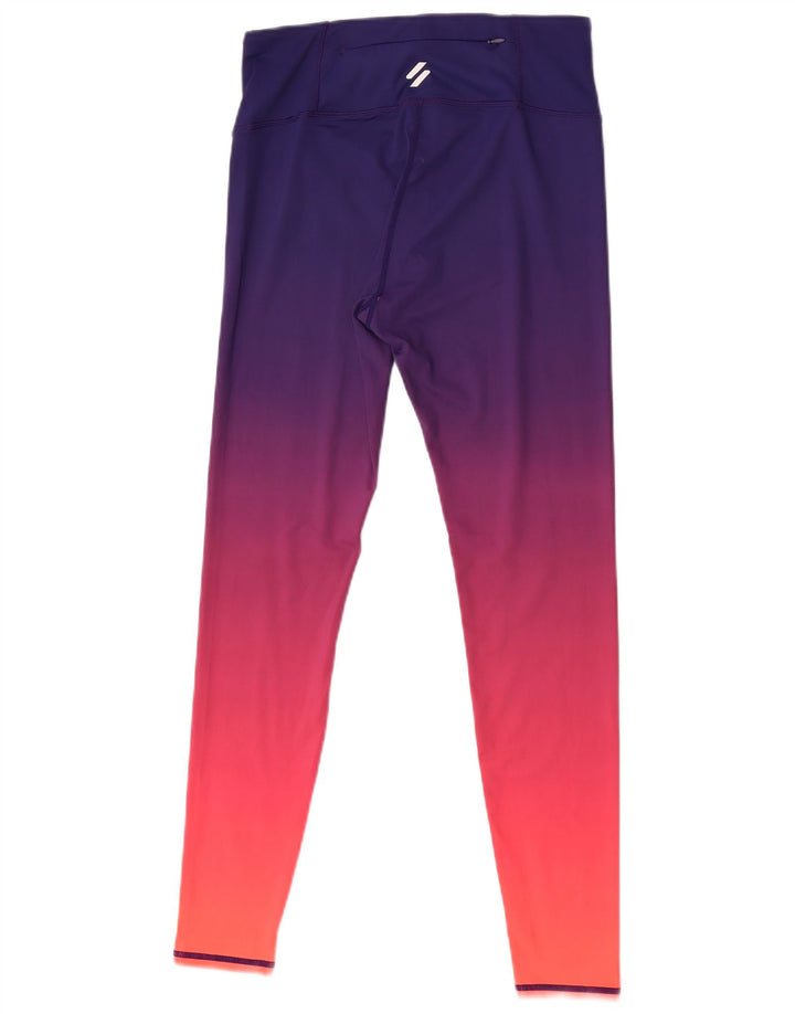 Superdry Leggings Graphiques Femme UK 12 Polyester Colorblock Violet Moyen