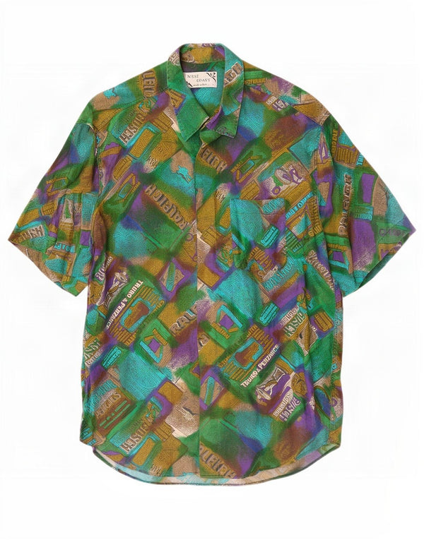 West Coast Chemise graphique à manches courtes pour homme XL Vert Patchwork Viscose