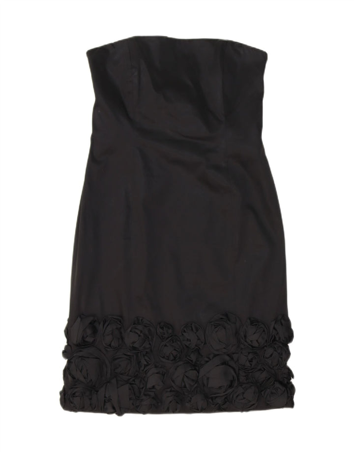 COAST Womens Strapless Dress UK 14 Medium  Black Floral Acetate Vintage Coast and Second-Hand Coast from Messina Hembry 