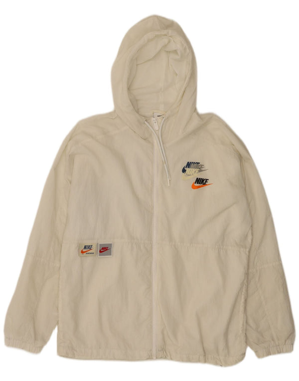 NIKE Veste de survêtement à capuche graphique pour homme Petit nylon blanc cassé