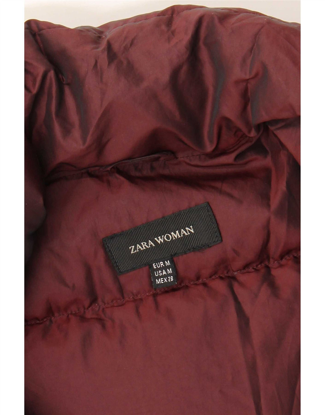 Zara Veste matelassée pour femme UK 14 Bordeaux moyen