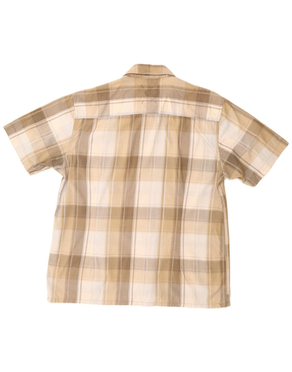 Fat Face Mens Short Sleeve Shirt Large Beige Check Cotton
