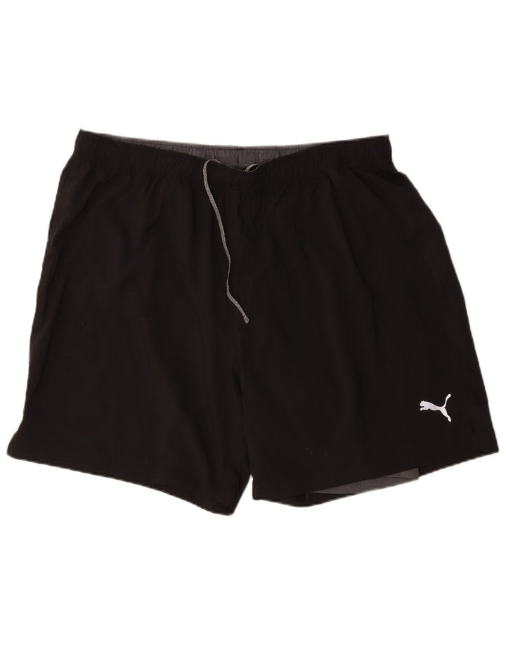 Puma Short de sport graphique pour homme 2XL Noir Polyester