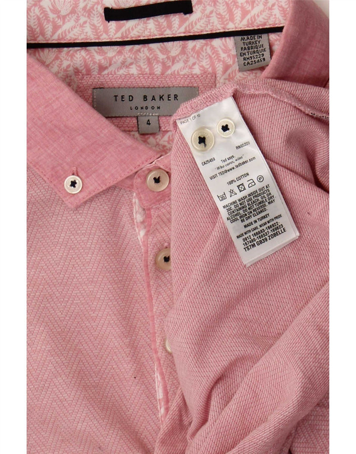 Ted Baker Polo Homme Taille 4 Grand Chevron Rose Coton