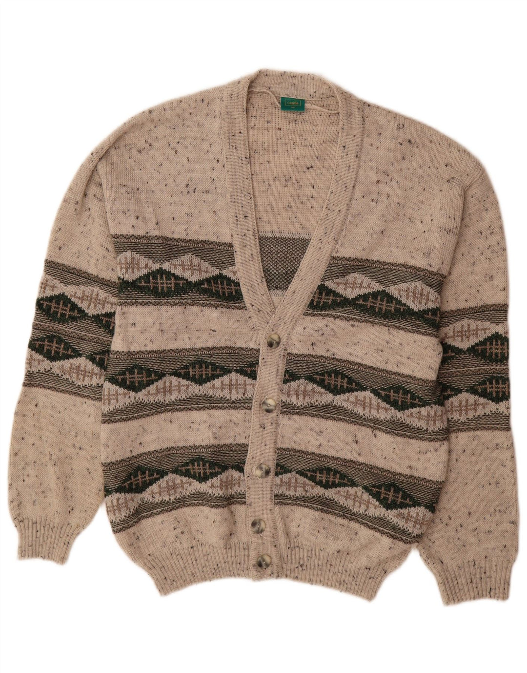 C&A Cardigan Canda Homme Beige Moyen Géométrique Acrylique