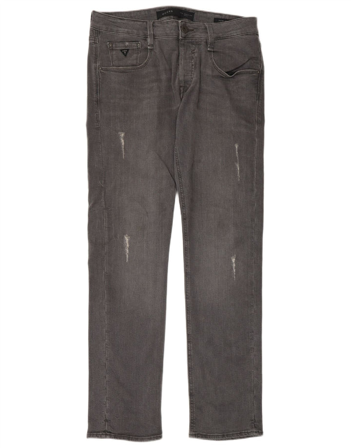 Guess Jean slim vieilli W31 L33 pour homme en coton gris
