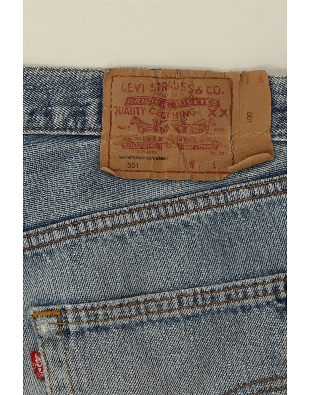 Levi's Jean Droit 501 Vieilli Homme W32 L27 Bleu Coton