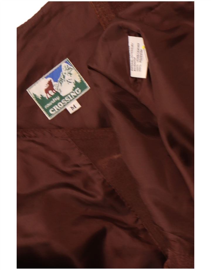 Gilet en daim vintage pour homme en cuir marron moyen