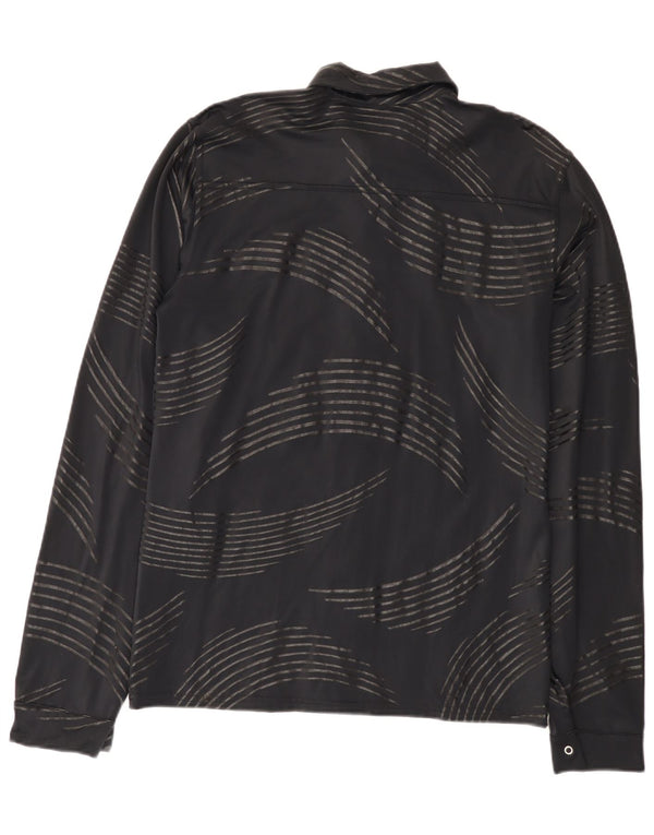 Chemise à motif abstrait vintage pour homme petit noir en polyamide