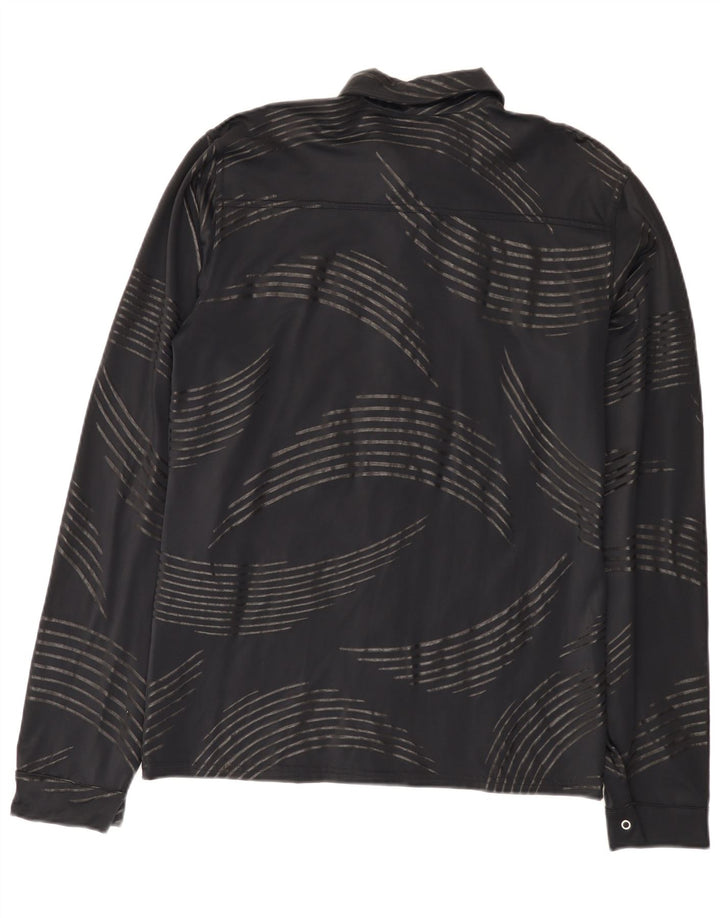 Chemise à motif abstrait vintage pour homme petit noir en polyamide
