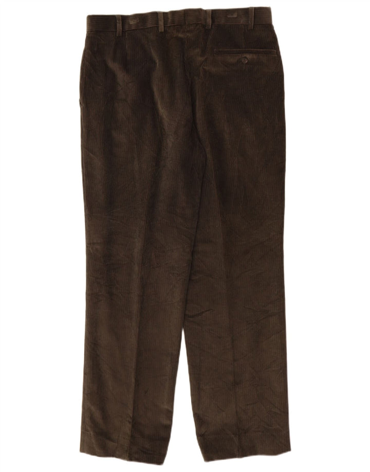 MARKS & SPENCER Pantalon droit en velours côtelé pour homme W34 L31 Marron Coton
