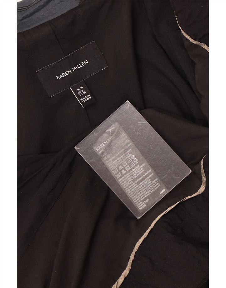 Karen Millen Veste blazer à 1 bouton pour femme UK 10 Petite laine noire
