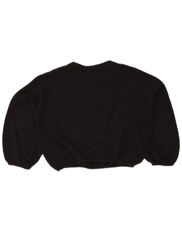 Zara Pull court surdimensionné à col bateau pour femme UK 14 Gris moyen