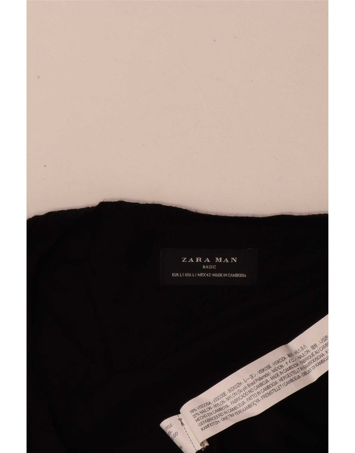 Zara Pull Col V Homme Large Noir Viscose