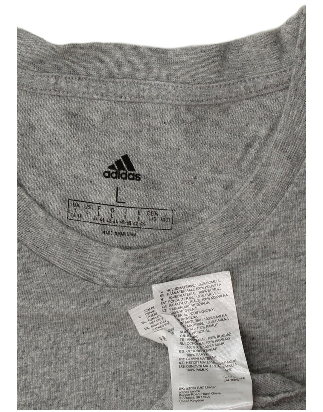 ADIDAS T-Shirt Femme Top UK 16/18 Large Gris Coton