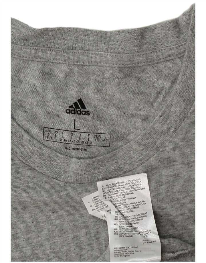 ADIDAS T-Shirt Femme Top UK 16/18 Large Gris Coton