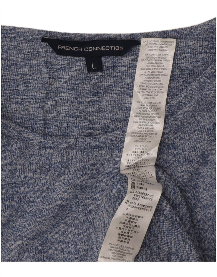 French Connection Haut Femme Manches Longues UK 44 Large Bleu Moucheté Polyester