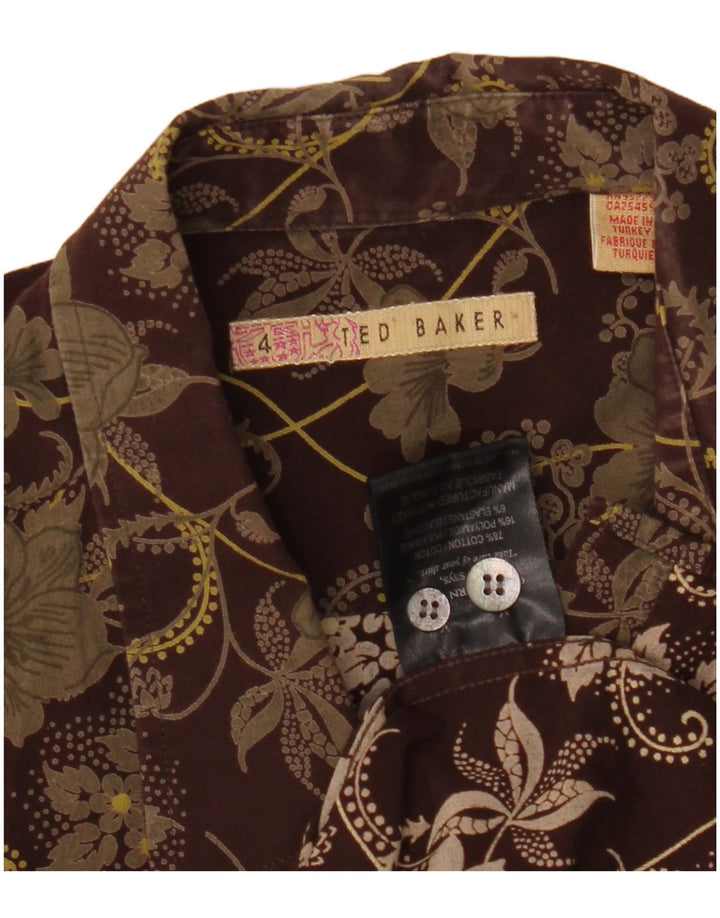 Ted Baker Chemise Homme Taille 4 Grand Coton Floral Marron