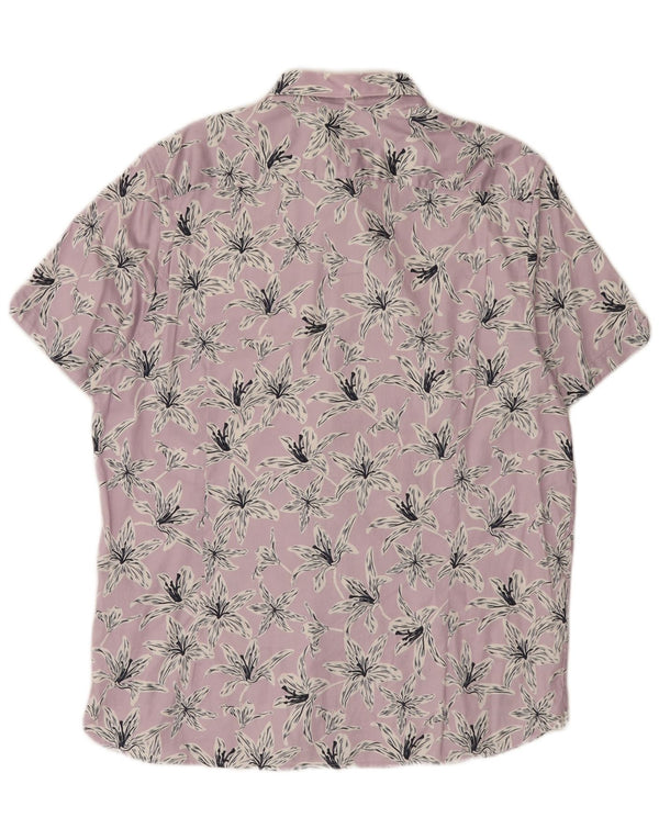 Ted Baker Chemise à manches courtes pour homme Taille 6 2XL Violet Floral Coton