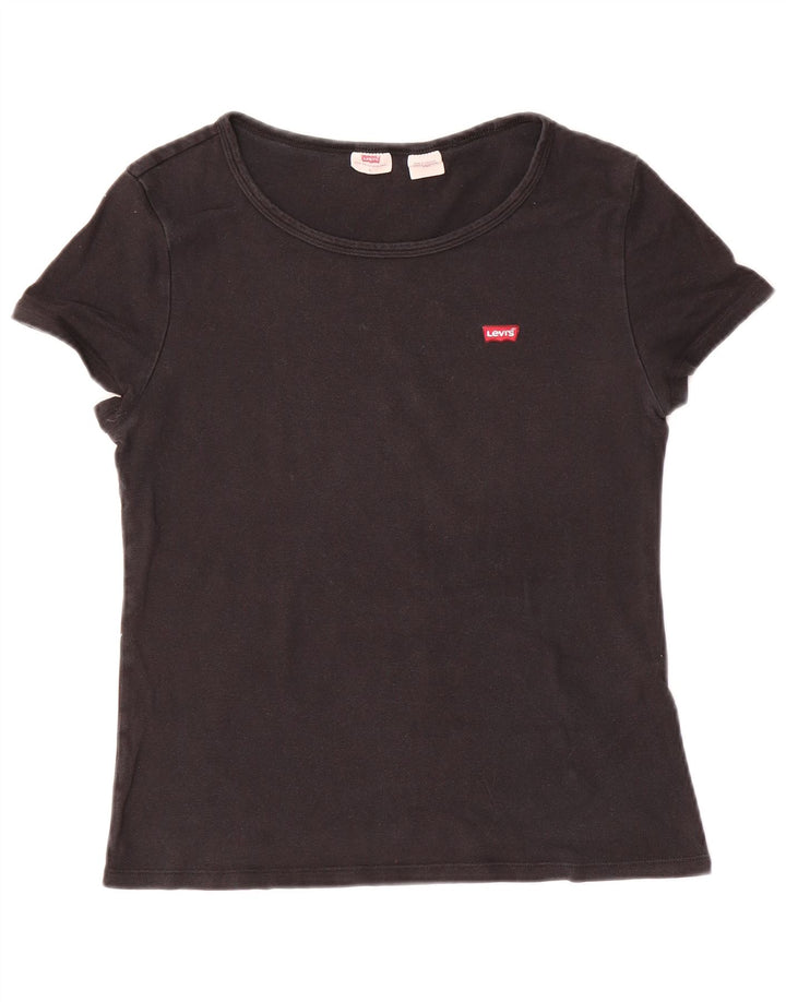 LEVI'S T-Shirt Femme UK 14 Large Noir