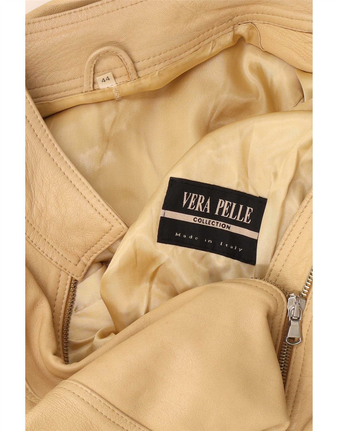 veste en cuir crop femme vintage IT 44 cuir beige moyen