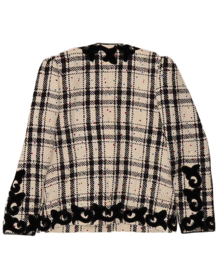 RENZO Veste Blazer Oversize Femme IT 40 Petit Carreau Blanc Cassé