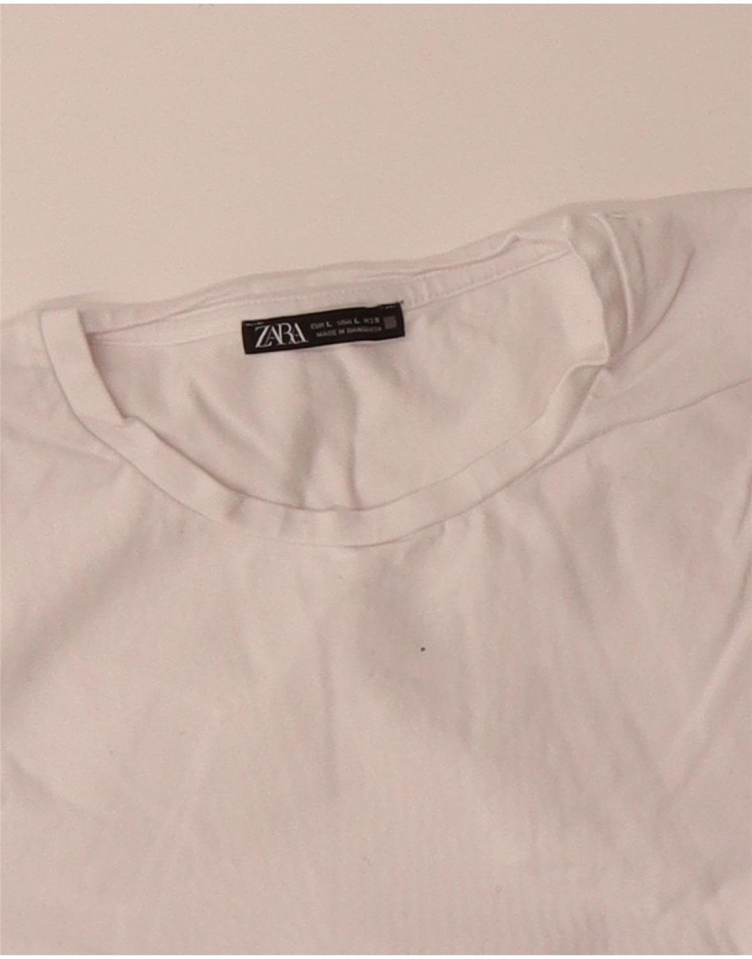 ZARA Womens Crop T-Shirt Top UK 14 Large White
