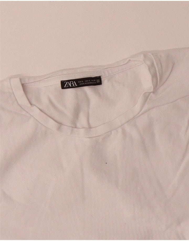 ZARA Womens Crop T-Shirt Top UK 14 Large White