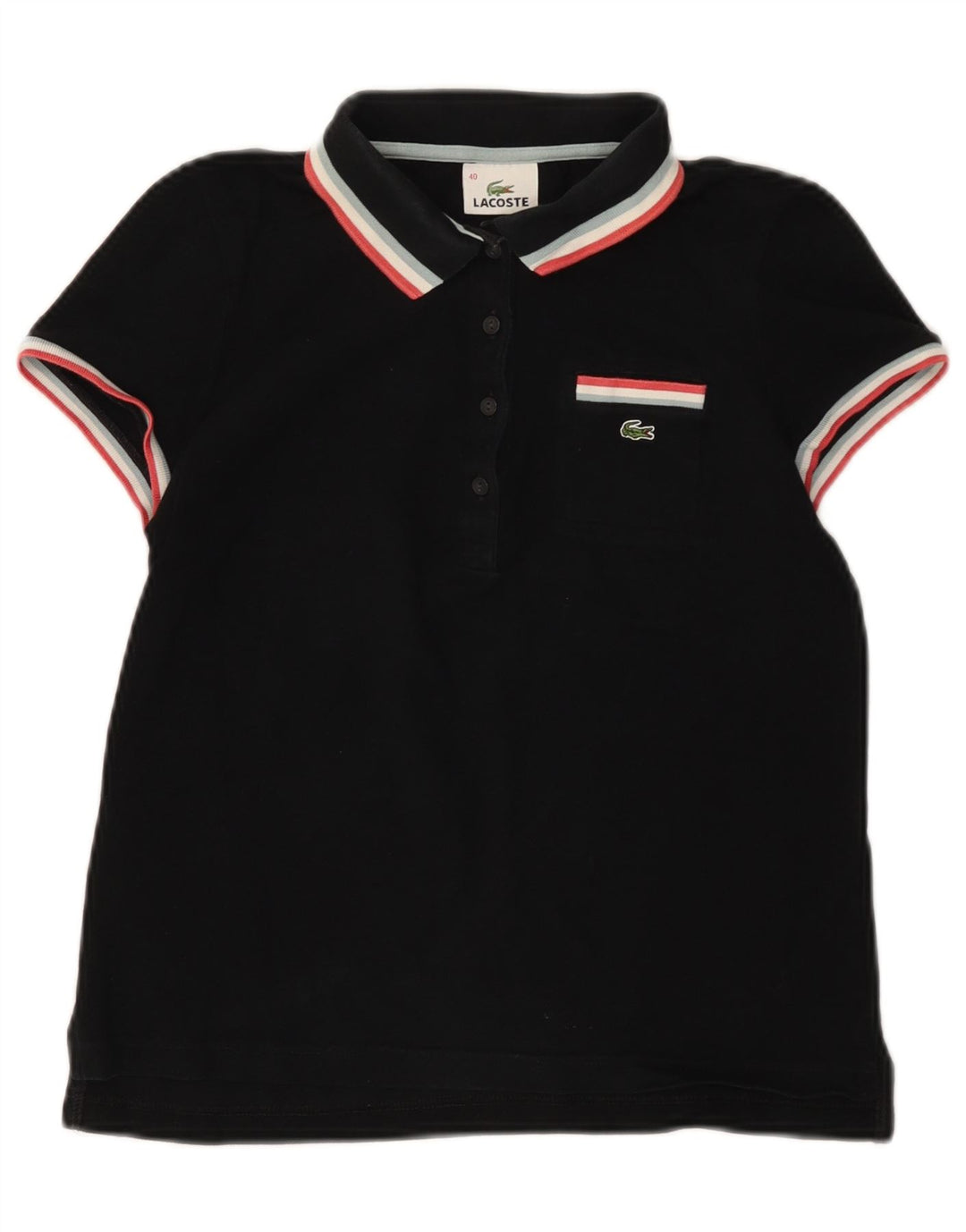 LACOSTE Polo Femme Taille 40 Coton Noir Moyen