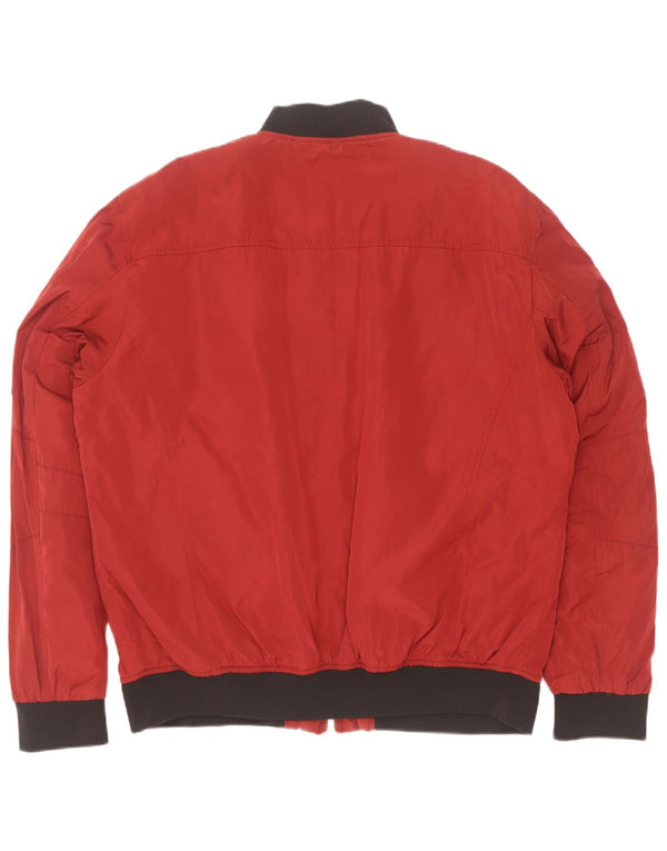 Zara Mens Bomber Jacket UK 44 2XL Red Colourblock Polyester