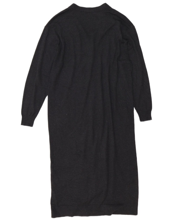 Zara Womens Longline Oversize Cardigan Pull UK 10 Petit Gris Polyester