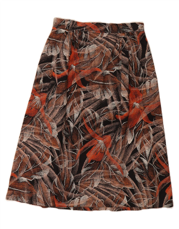 VINTAGE Womens Abstract Pattern A-Line Skirt W30 Medium Brown Floral Vintage Vintage and Second-Hand Vintage from Messina Hembry 