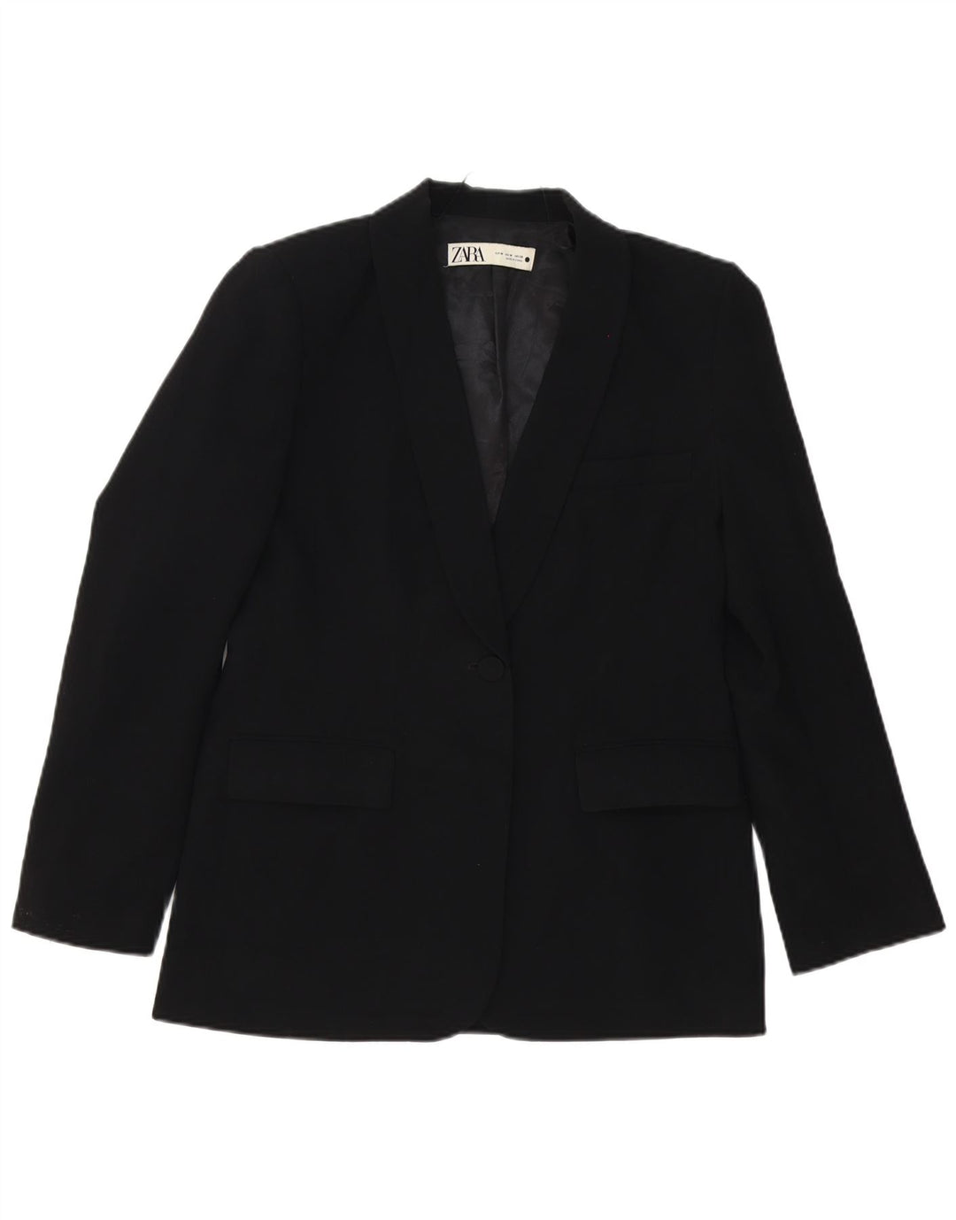 Zara Femme 1 Bouton Blazer Veste UK 12 Moyen Noir Polyester