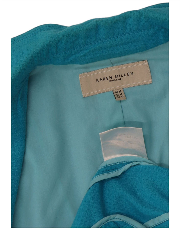 Karen Millen Veste blazer à 2 boutons pour femme UK 14 en coton bleu moyen
