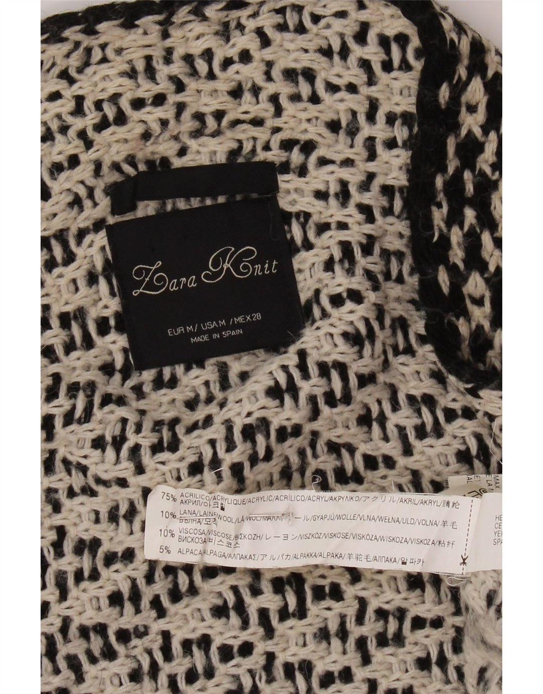 ZARA Pull cardigan ouvert surdimensionné pour femme UK 14 Acrylique noir moyen