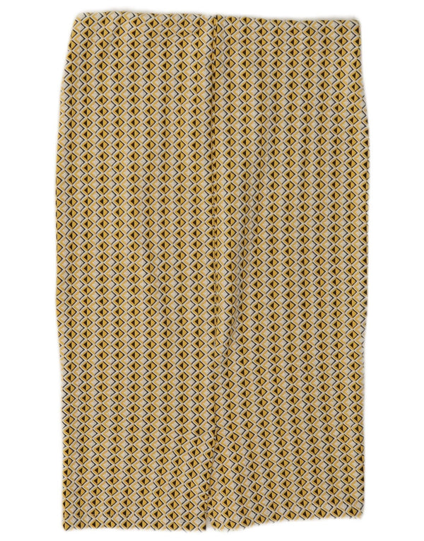 Zara Womens Midi Skirt Medium W28 Yellow Geometric