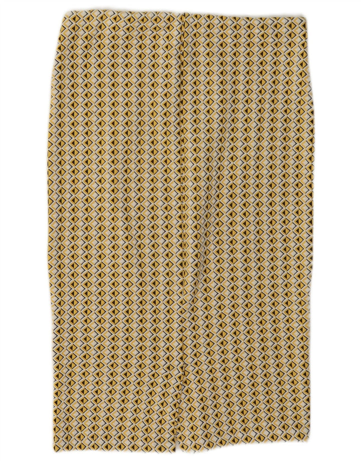Jupe Midi Femme Zara Medium W28 Jaune Géométrique