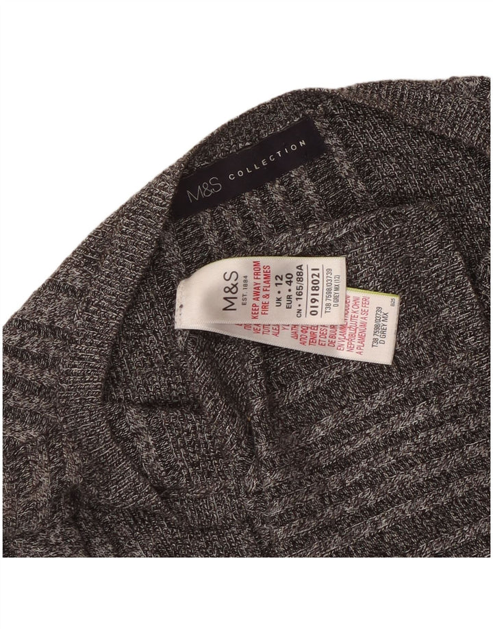 Marks & Spencer Pull col bateau pour femme UK 12 Gris moyen moucheté