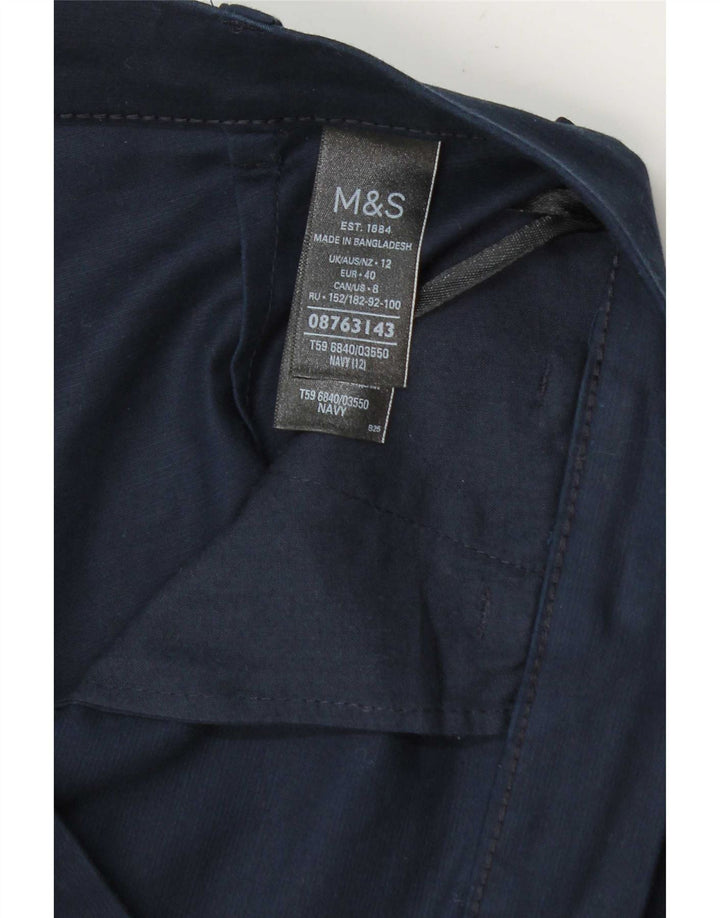 Marks & Spencer Short Chino Femme UK 12 Moyen W30 Bleu Marine Coton
