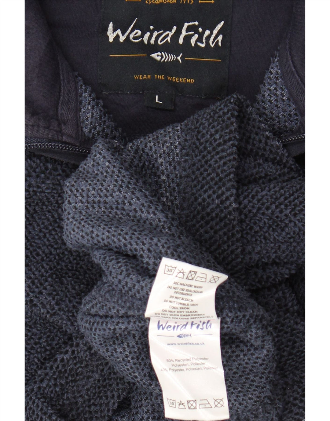 WEIRD FISH Sweat-shirt à col zippé pour homme, grand, bleu marine, en polyester