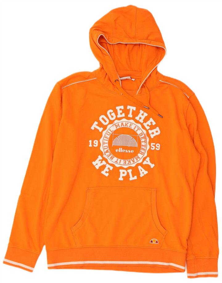 ELLESSE Pull à capuche graphique pour homme XL Orange Coton