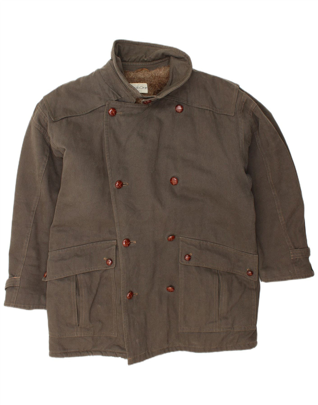 VINTAGE Veste Sherpa Homme UK 40 Grand Coton Marron