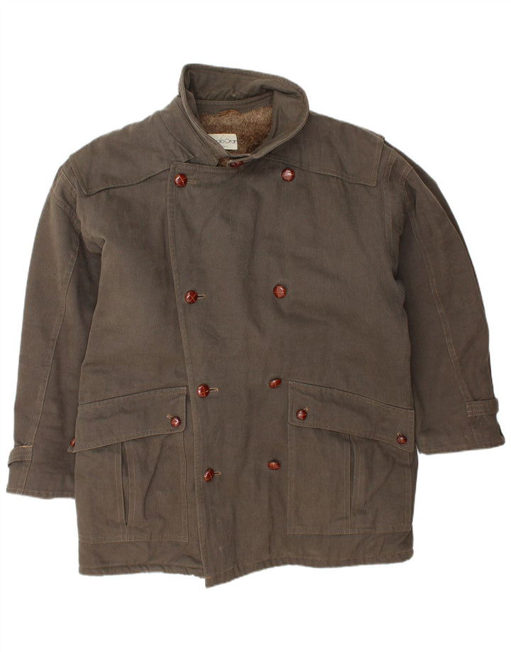 VINTAGE Veste Sherpa Homme UK 40 Grand Coton Marron