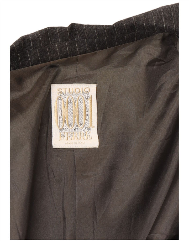 Ferre Womens 001 1 Button Blazer Jacket UK 16 Large Gris Acétate à fines rayures