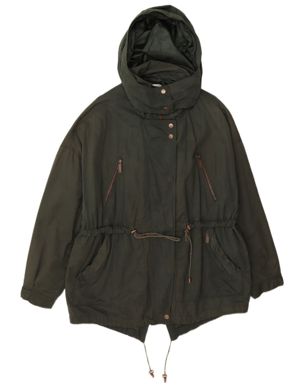 Zara Femme Trafaluc Veste Parka Oversize À Capuche UK 10 Petit Vert