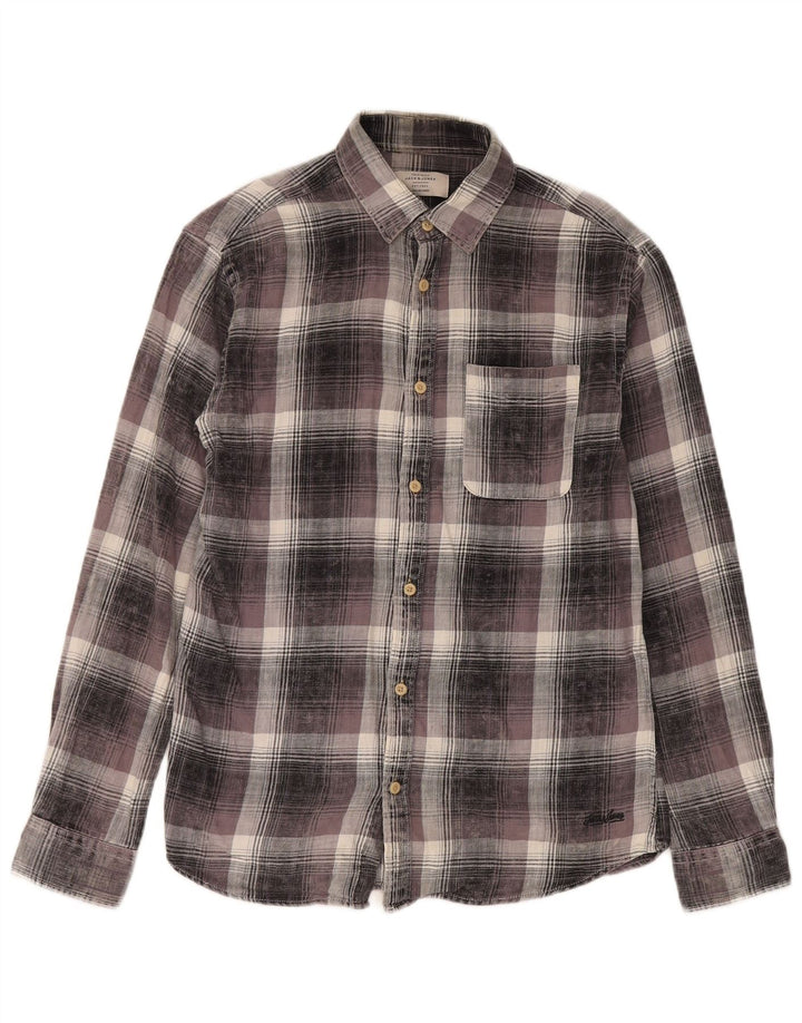 Jack & Jones Chemise en Flanelle Homme Petit Carreau Gris Coton