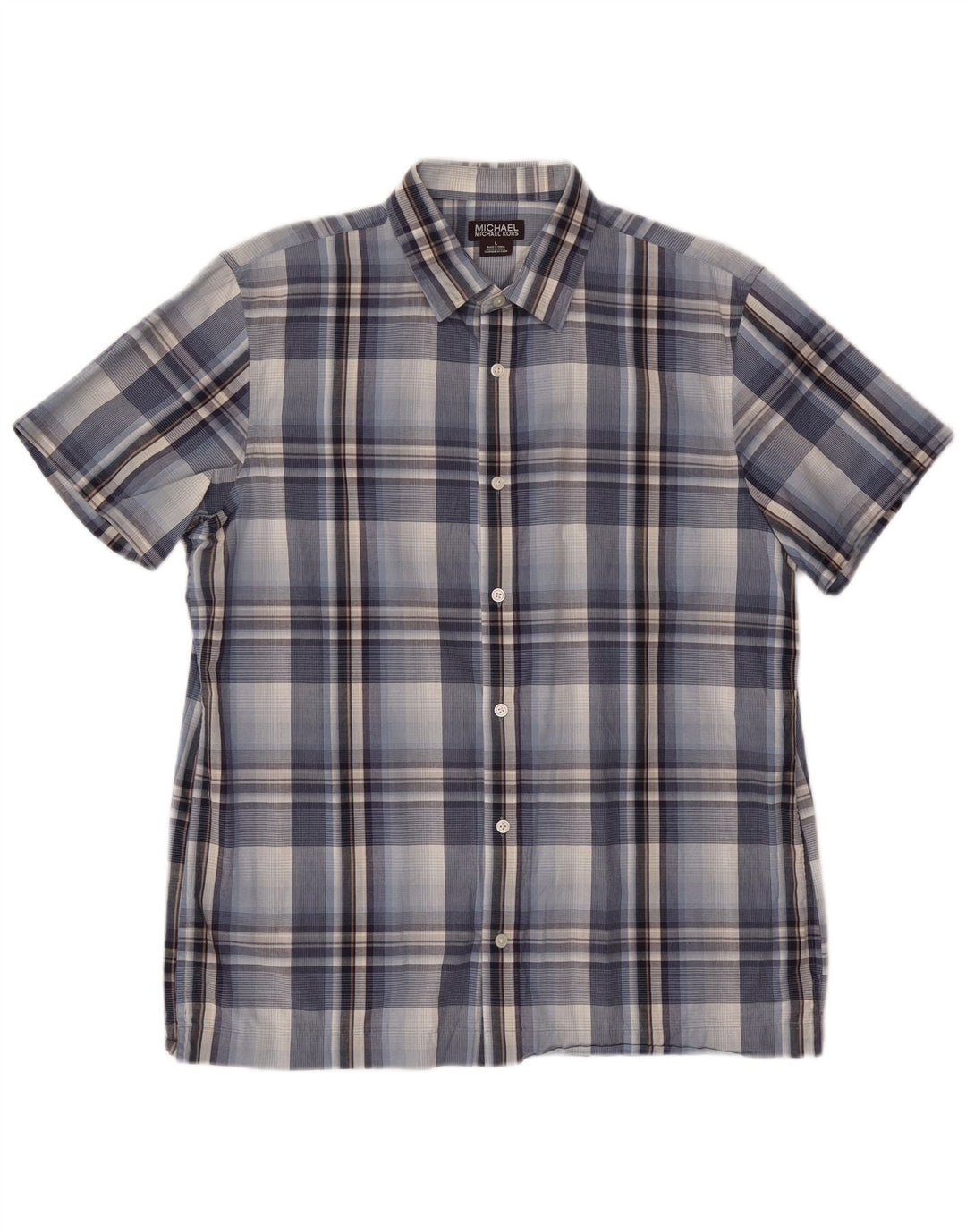 MICHAEL KORS Chemise à manches courtes pour homme en coton à carreaux bleus